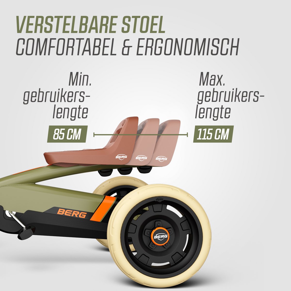BERG Buzzy Retro Skelter - Verstelbare Stoel - 2+ jaar - Anti-lek EVA banden - Veilige en Stabiele Wegligging - Groen — afbeelding 9