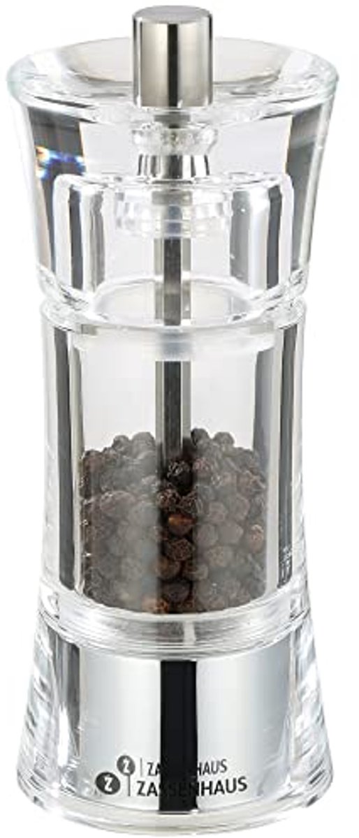 Peper- en Zoutmolens Set - Om Zelf te Vullen - Ø 5,8 cm H: 14 cm - Acryl Container met Keramische Molen