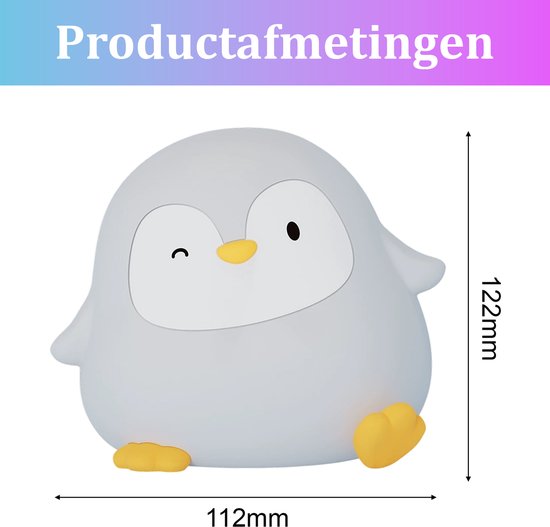 QTTVBTNA - Pinguïn Nachtlamp - Dierlijk Lampje - Oplaadbare Siliconen Sfeerverlichting met Timer - Cadeau voor Baby & Kinderen (Sinterklaas, Kerst, Verjaardag) - Knuffelbare Kinderkamer Decor - Kleurveranderend van QTTVBTNA — afbeelding 5