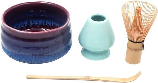 Handgemaakte Matcha Set Traditioneel - Keramiek Kom, Garde, Lepel & Houder Voor Thee Ceremonie