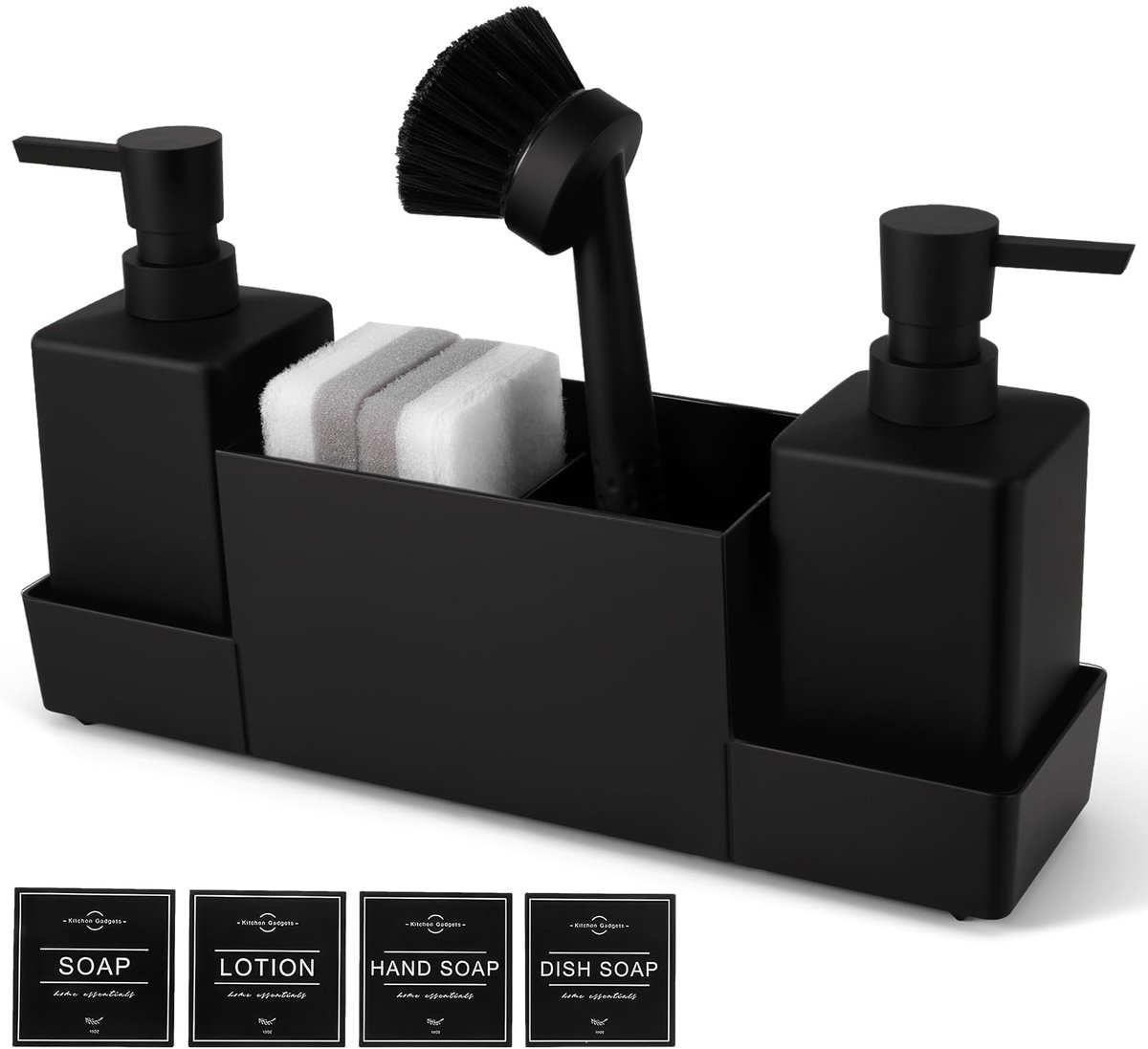 Azomor® Handige spoelbakorganizer met dispenser en borstel voor de keuken
