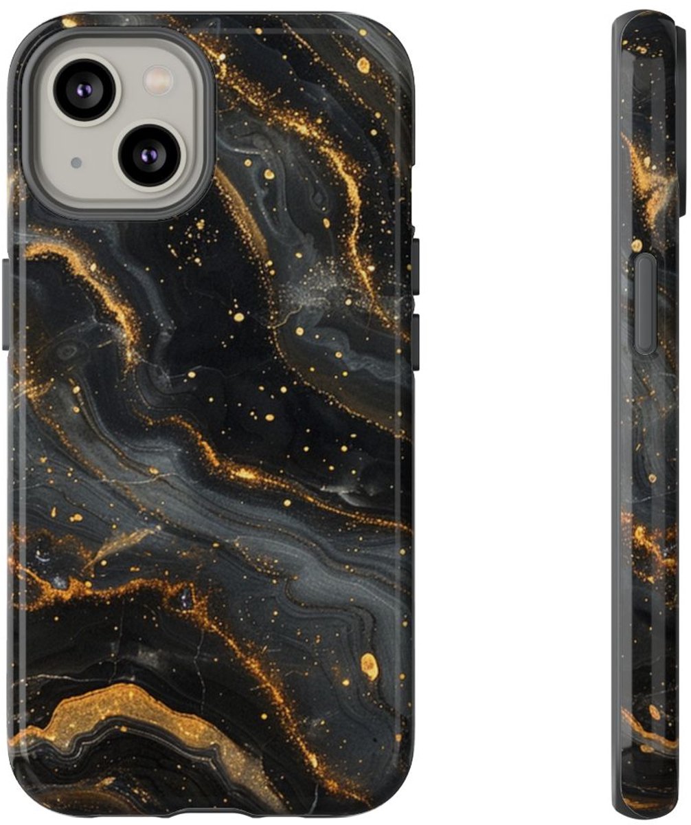 Zwart-Gouden Marmer Abstract Patroon – Telefoonhoesje Geschikt voor iPhone 14