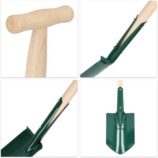 KADAX Spade, tuinspade om te graven, tuinschep met houten steel, schep, grafschep, grafschep voor tuin, harde, steenachtige bodems, plantenspaden, tuinspade van metaal (punt, T-greep) van Merkloos	 — afbeelding 3