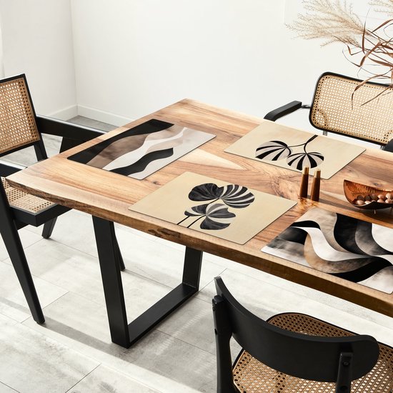 Napperons 6 pièces mix - 45x30 cm - Set de table en plastique - Beige - Abstrait - Paysage - Dessous de Assiettes - Décoration pour la table - Accessoires de décoration de table de Cuisine - Dessous de verre en Vinyl - Décoration de table