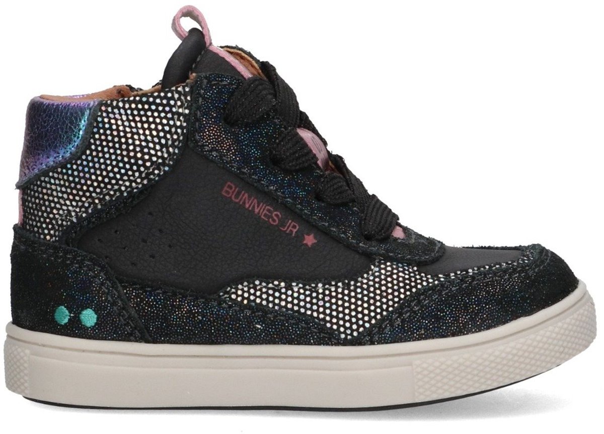 BunniesJR 225752-989 Meisjes Hoge Sneakers - Zwart - Leer - Veters