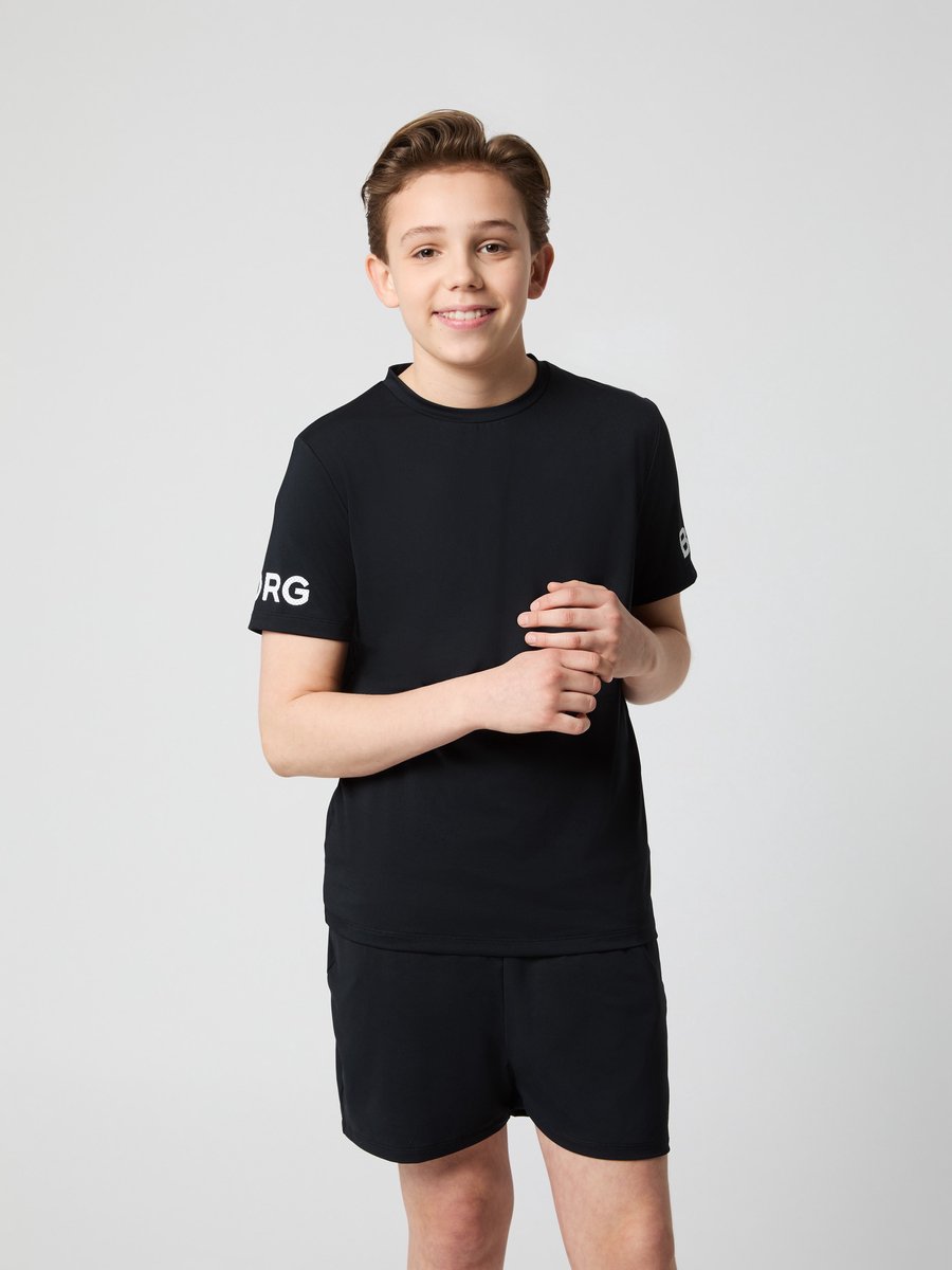 Björn Borg Sportshirt Kinderen Korte Mouw Jongens - Zwart - Maat 170
