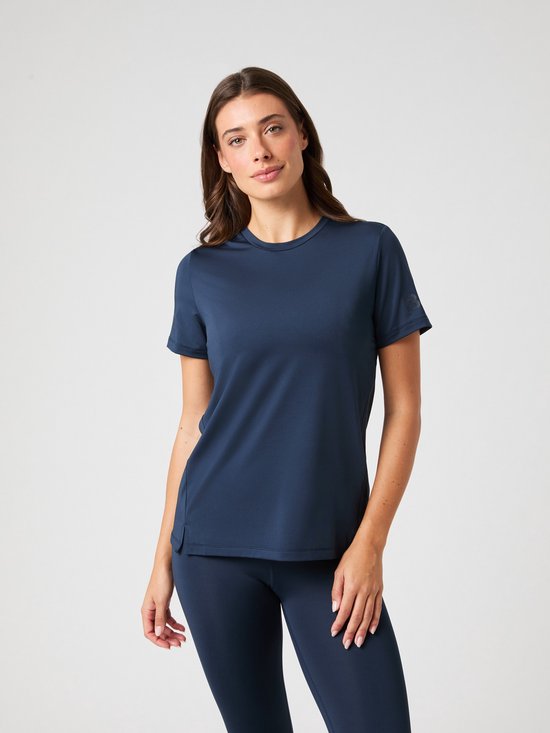 Björn Borg Sportshirt Dames - Trainingshirt Korte Mouw - Gerecycled Polyester - Donkerblauw - Maat L