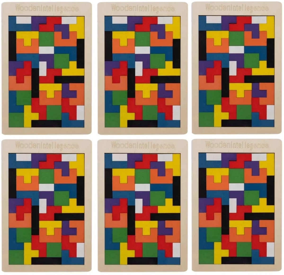 Kruzzel Houten puzzel - 6x - 40 stukjes - multicolor - spellen - kinderen - breinbreker