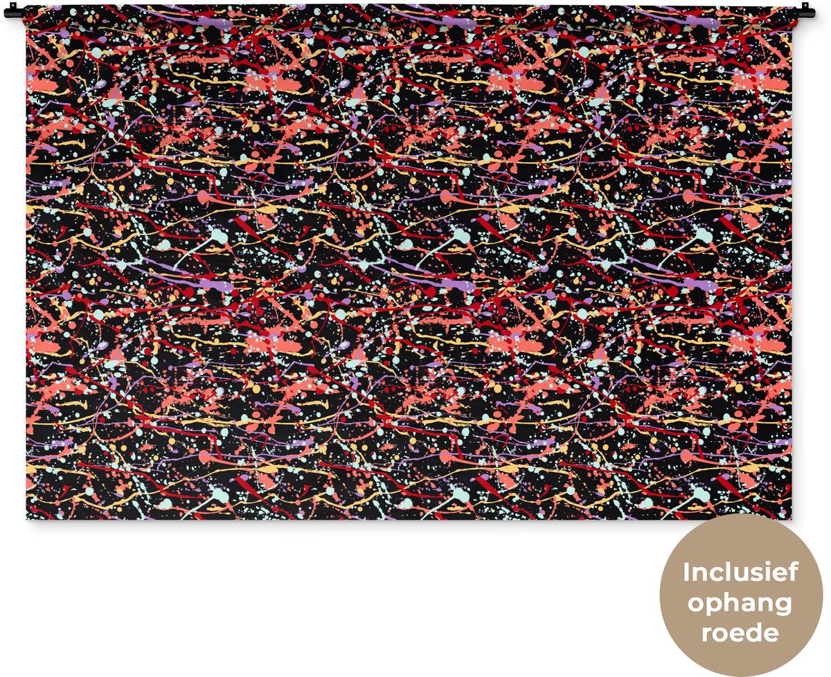Wandkleed 180x120 cm - Wanddoek Spat - Abstract - Waterverf - Zacht - Wandtapijt - Wandkleden