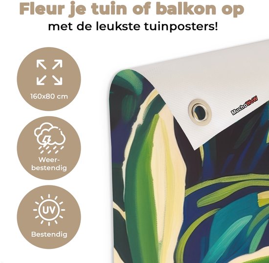 Affiche de jardin 160x80 cm - Décoration de jardin Léopard - Coloré - Tropical - Affiche pour le jardin - Décoration extérieure - Tableau de jardin clôture - Décoration murale sur toile de jardin - Décoration murale sur toile de balcon