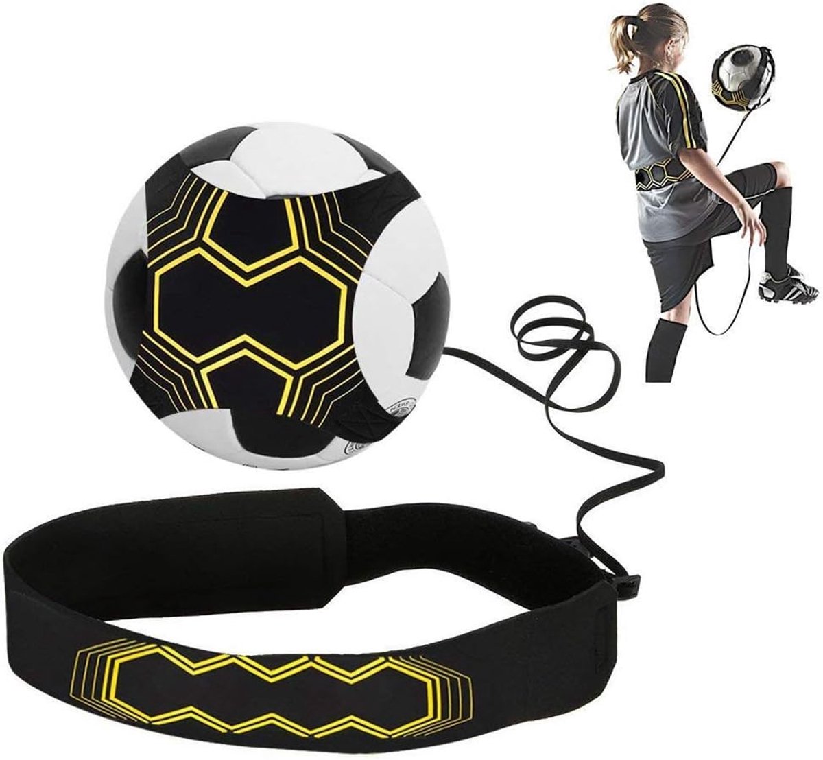 Voetbaltraptrainer - voetbaltrainingsuitrusting, voetbalsolo, hulpmiddelen voor vaardigheidstraining, trainingshulpmiddelen voor kinderen en volwassenen, verbetering van voetbalvaardigheden, voetbalcadeaus