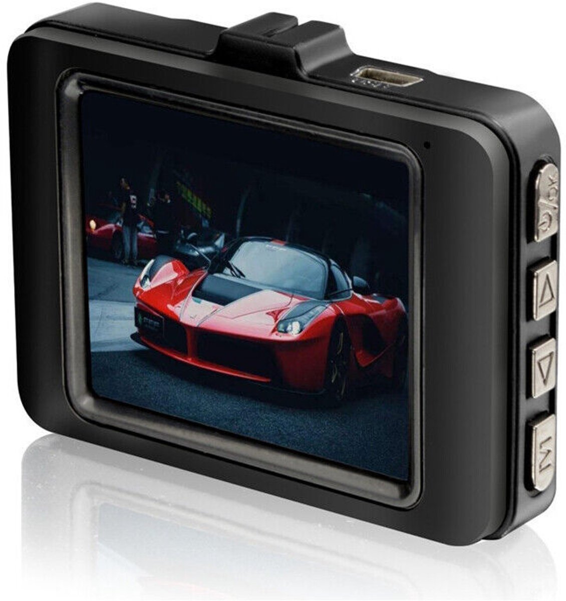 De camera aan de voorkant van de dashcam neemt in een lus 1080p HD-opname op