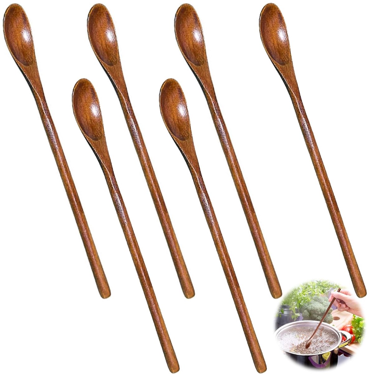 Houten Lepels Set - Milieuvriendelijk - Set van 6 - 20 cm