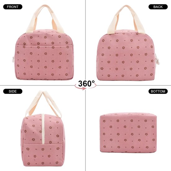 Koelrugzak - Picknicktas - Lunchtas - Lunchtas Volwassenen - Lunchtas meisjes - Roze bloemen lunchtas - Schooltas voor kinderen - Leuke lunchtas - Perfect voor werk - picknicks - het strand - reizen of andere buitenactiviteiten van Merkloos — afbeelding 3