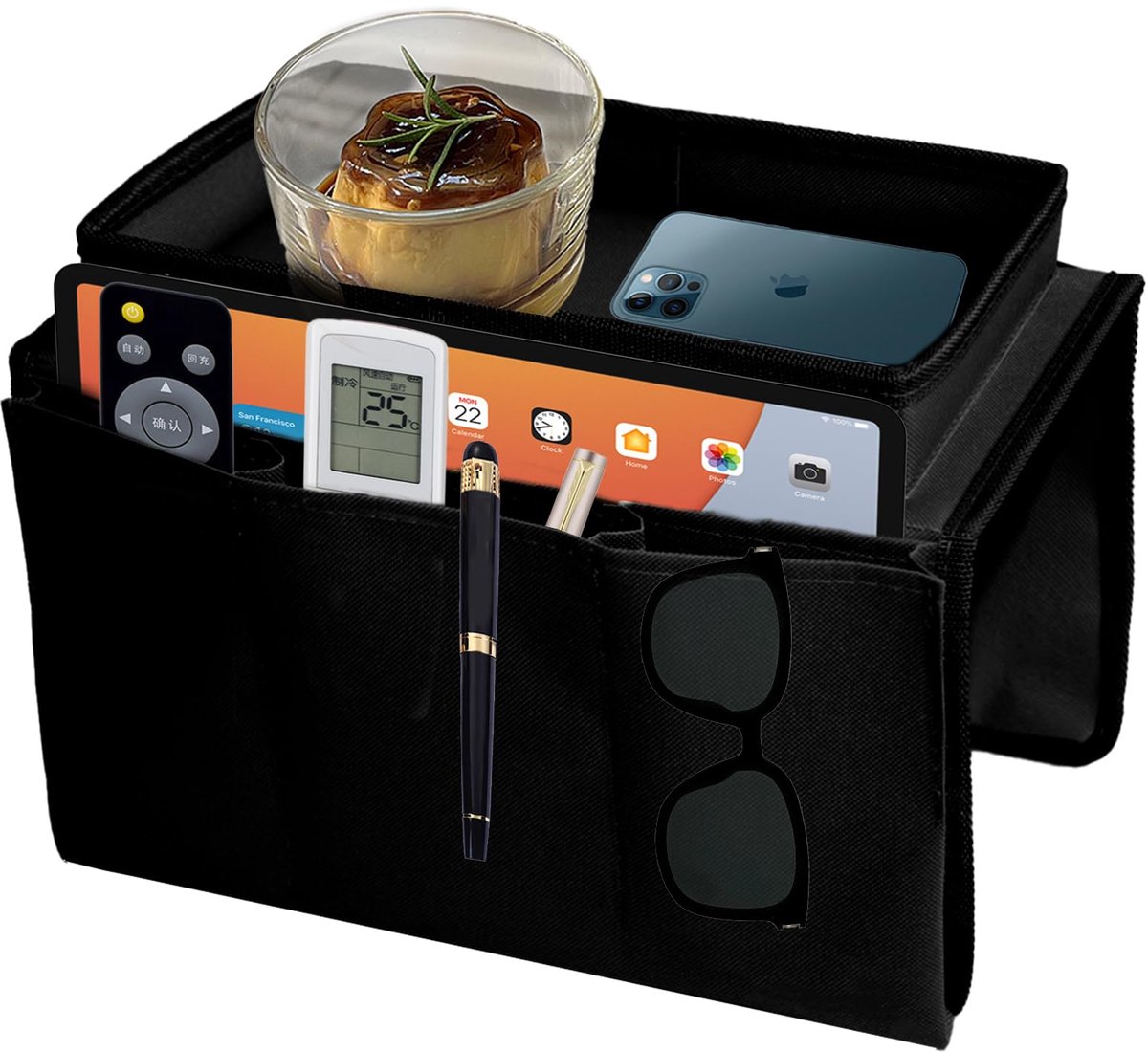 Azomor® Praktische organizer voor sofa met dienblad en opbergruimte voor accessoires