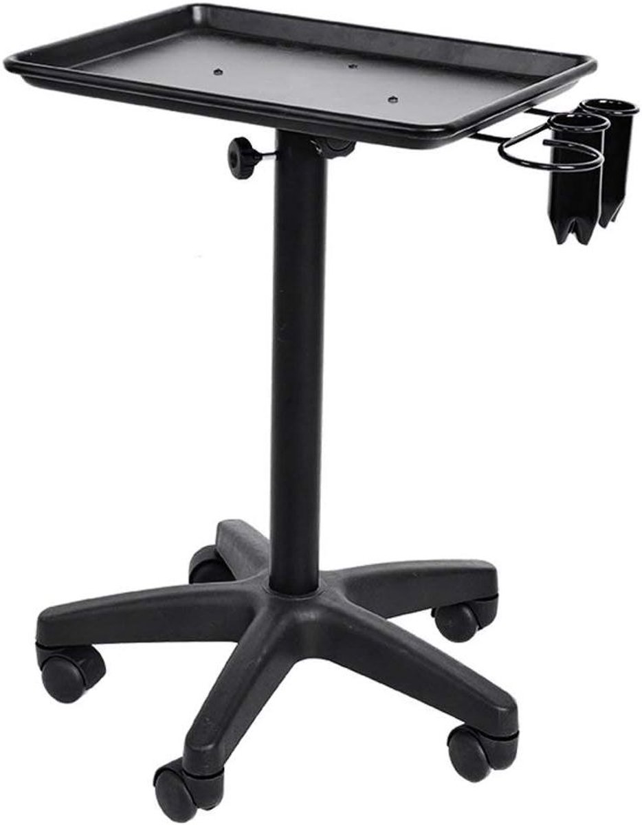 Allecto plus - Friseurwagen voor Friseursalon en Spa, Aluminium Rollen Salon Wagen met Haartablett en Färbung, Zwart Coiffure Trolley