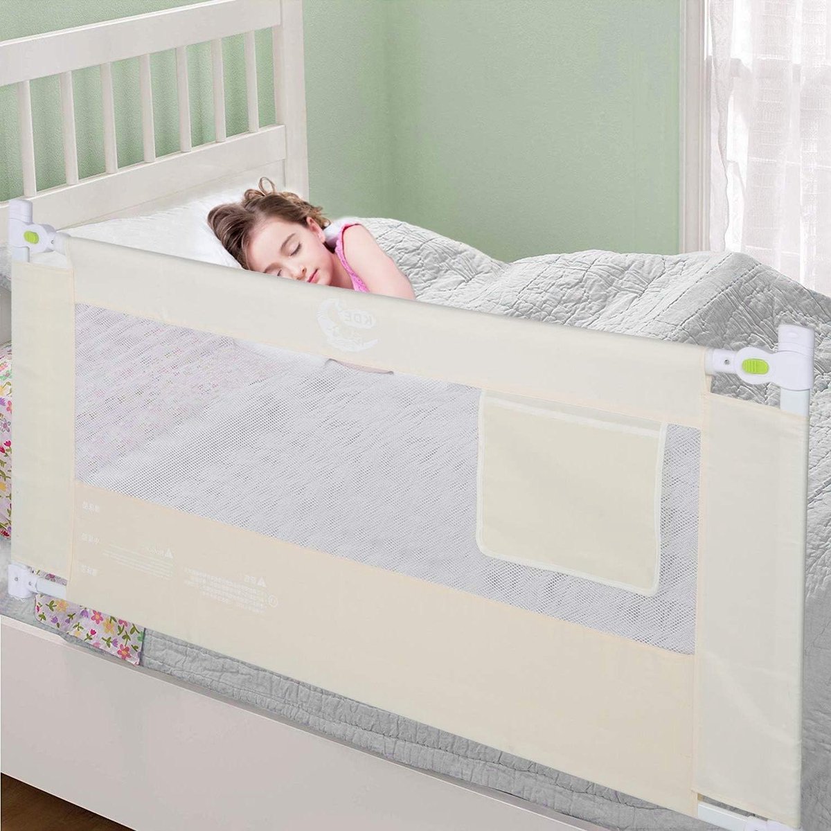 Bedhekje 180 cm - Beige Opvouwbaar Kinderbed - Verstelbaar Veiligheidsbescherming