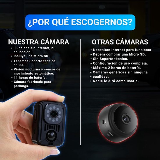 Mini Spionage Camera - Verborgen Camera - Auto Bewaking - Werkt Zonder Wifi - 11 Uur Batterij - Zwart van MINI — afbeelding 2
