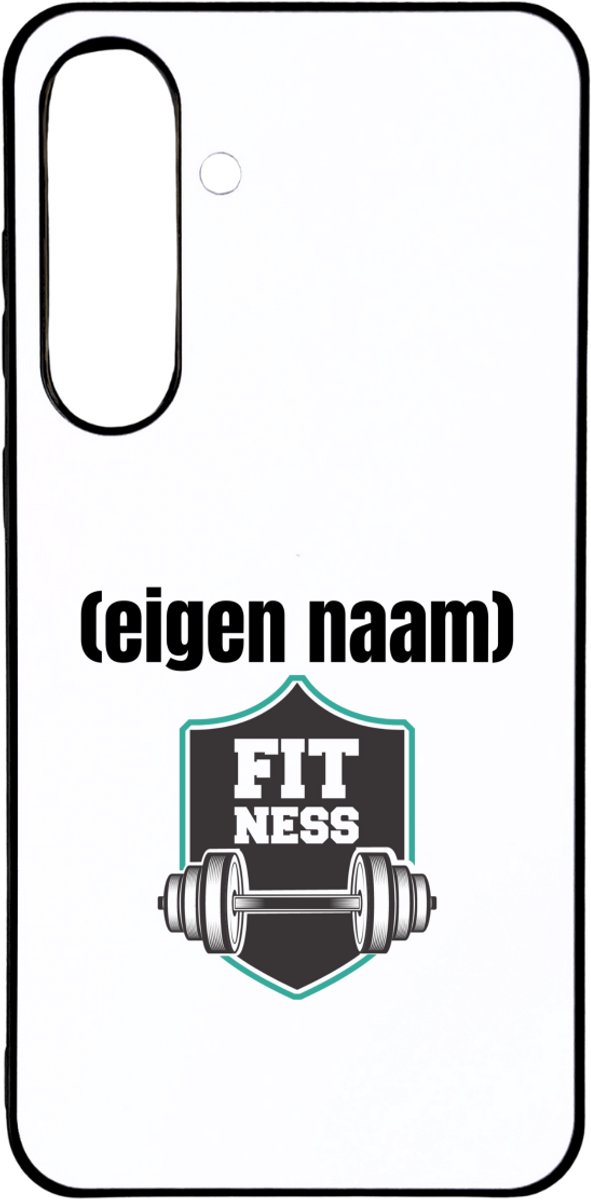 Hacebo® - fitness logo dumbbells met eigen naam telefoonhoesje - Fitness - atleten/sport liefhebbers - telefoonhoesjes - sport - fitness - dumbbells - verjaardag - cadeau - kado - hoesje geschikt voor Samsung Galaxy S25 Plus