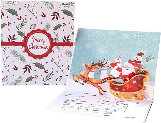 Yumcute Pop-up Kerstkaart – 3D Met Kerstman, Boom En Sneeuw, Inclusief Envelop