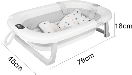 PIPIPOXER- Opvouwbaar babybadje met digitale thermometer en kussen geschikt voor baby's van 0 tot 36 maanden Grijs van PIPIPOXER — afbeelding 5