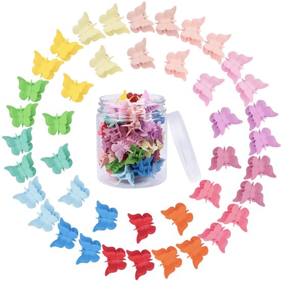 Pinces Papillon - Épingles à Cheveux Papillon - Mini Pinces à Cheveux Colorées 50 Pièces - Pour Femmes Multicolore