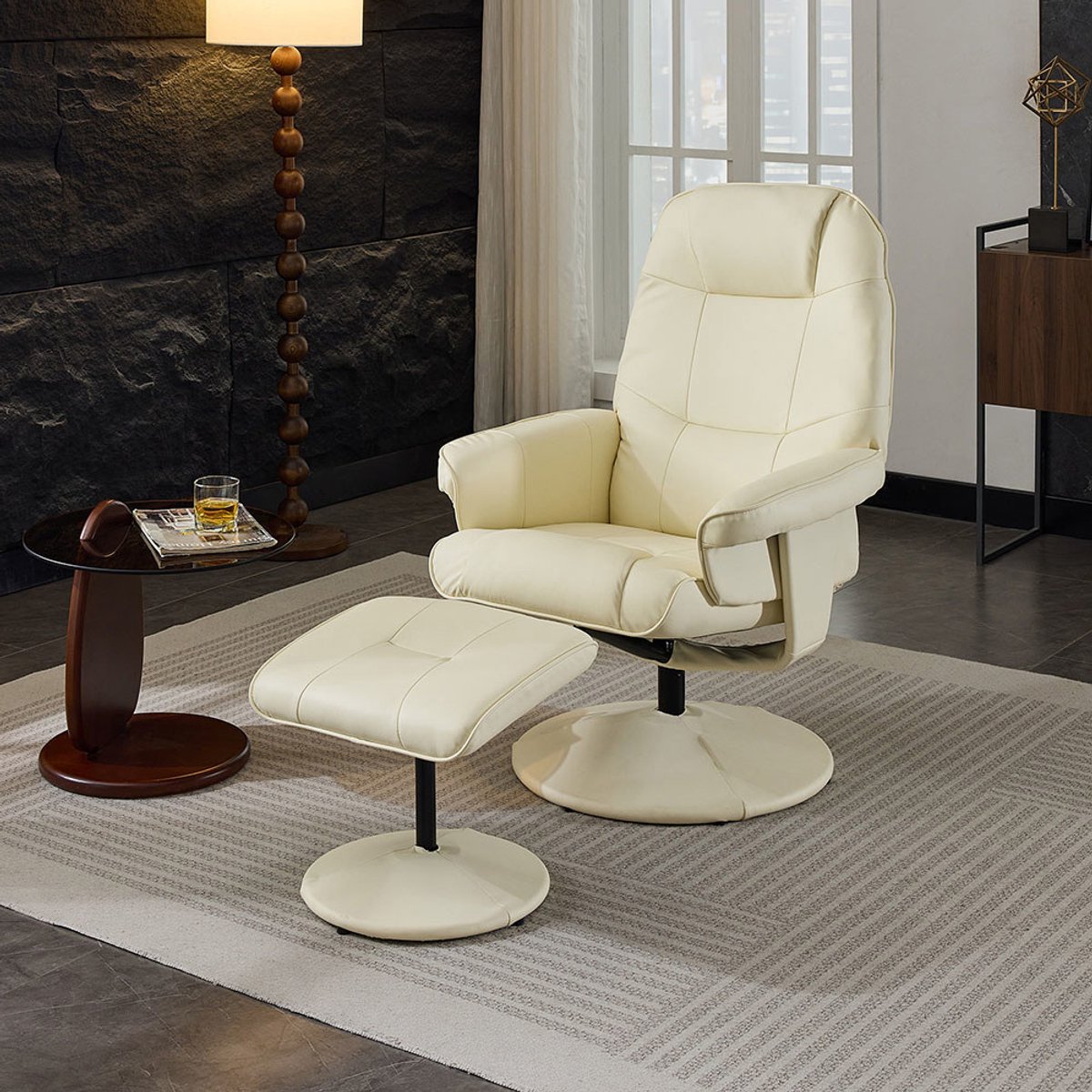 BLACKCOLORS Massagefauteuil Beige met Verwarming en