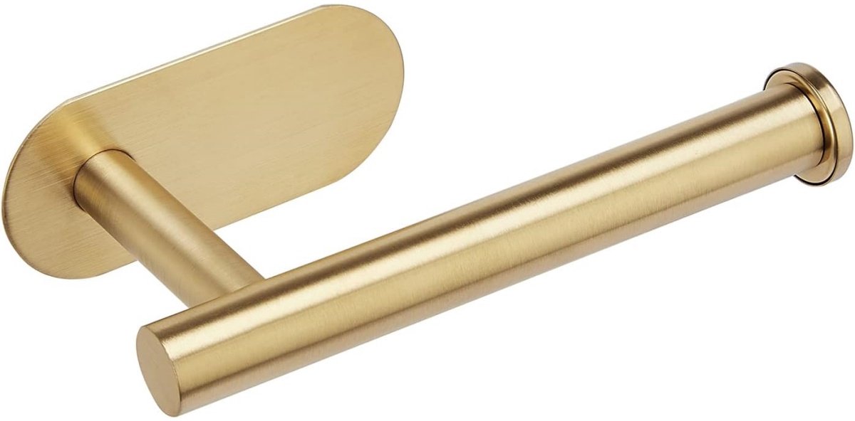 EXCITAT Zelfklevende toiletrolhouder - RVS toiletrolhouder - Geschikt voor badkamer, keuken, toilet - Goud