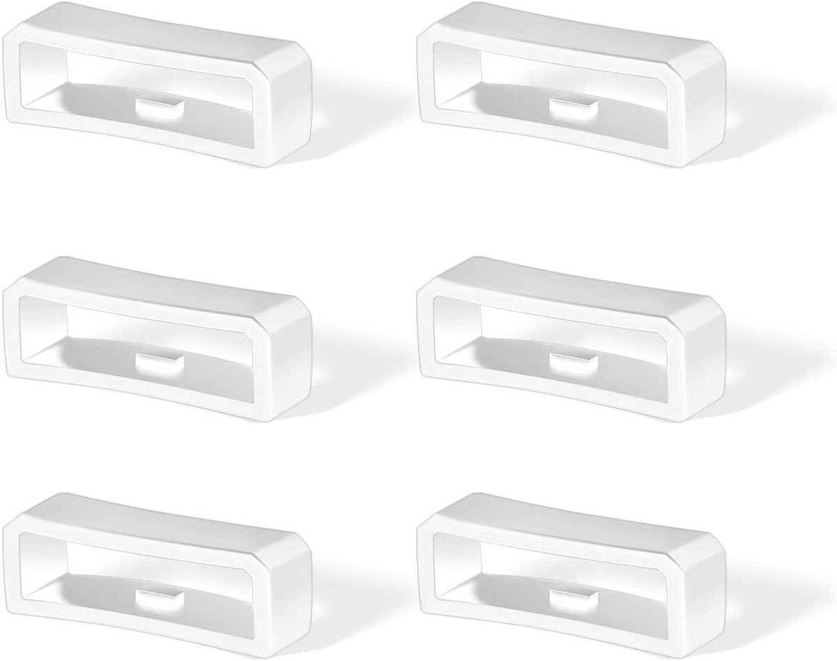 Allecto plus - 6 stuks Horlogeband Houder Lus 20mm voor Smartwatch Polsbanden - Wit, Siliconen Vervanging Horlogebevestigingsringen