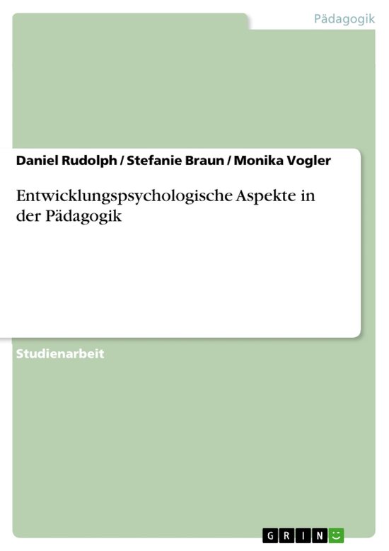 Entwicklungspsychologische Aspekte in Der P�Dagogik - cover