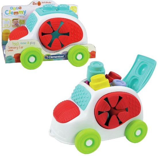 Clementoni Soft Clemmy - Sensory Car - Stapelblokken - Baby Blokken - 8 Speelblokken met Vormendoos Auto - 6-36 maanden van Clementoni — afbeelding 5