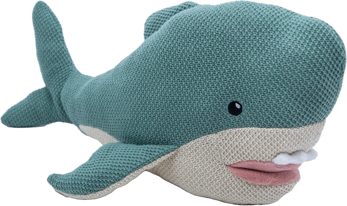 Cute since 1999 - Katoenen knuffel vis - Groene haai speelgoed- Baby knuffel - 38cm