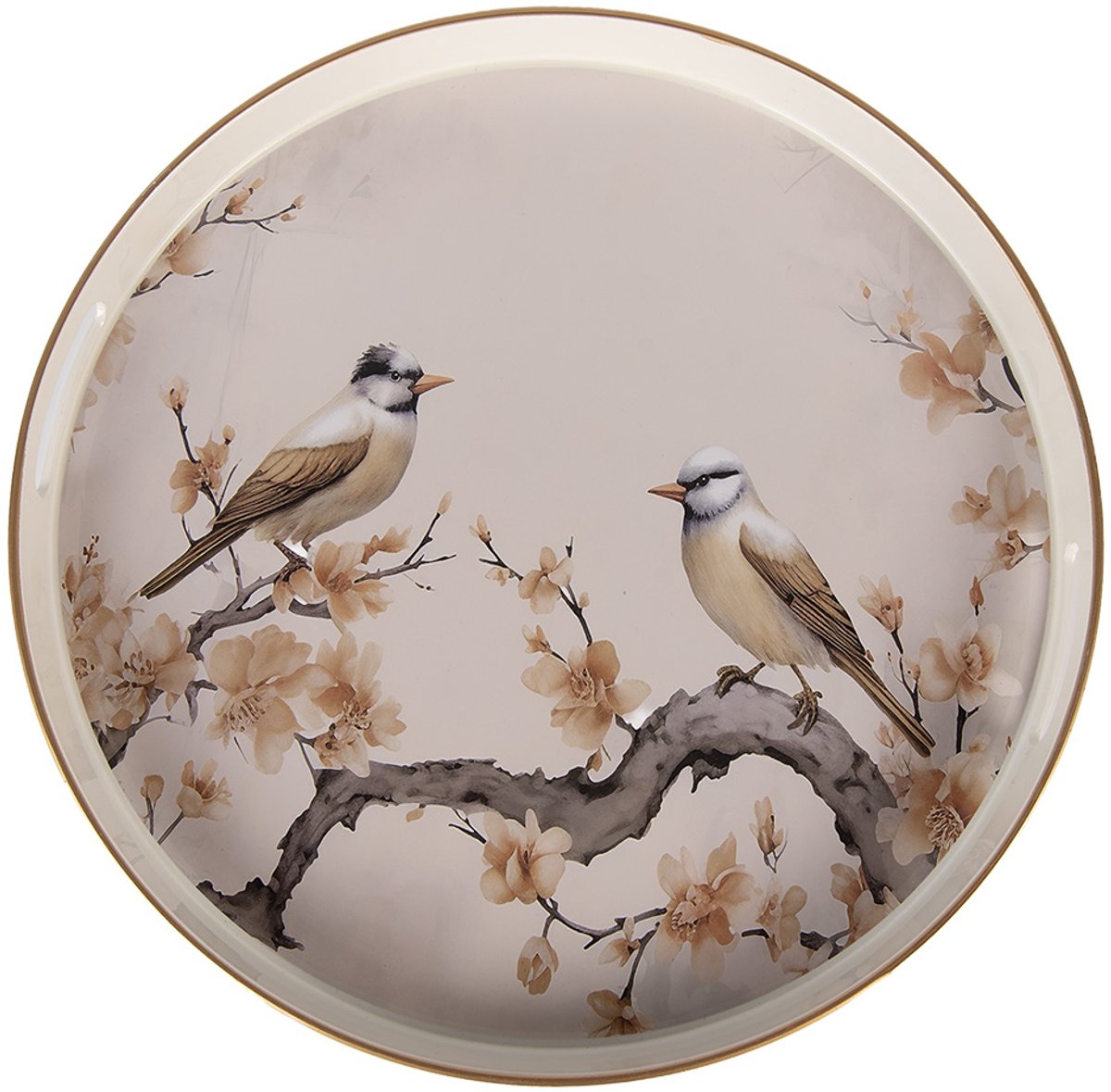 Clayre & Eef Dienblad Ø 46x4 cm Beige Kunststof