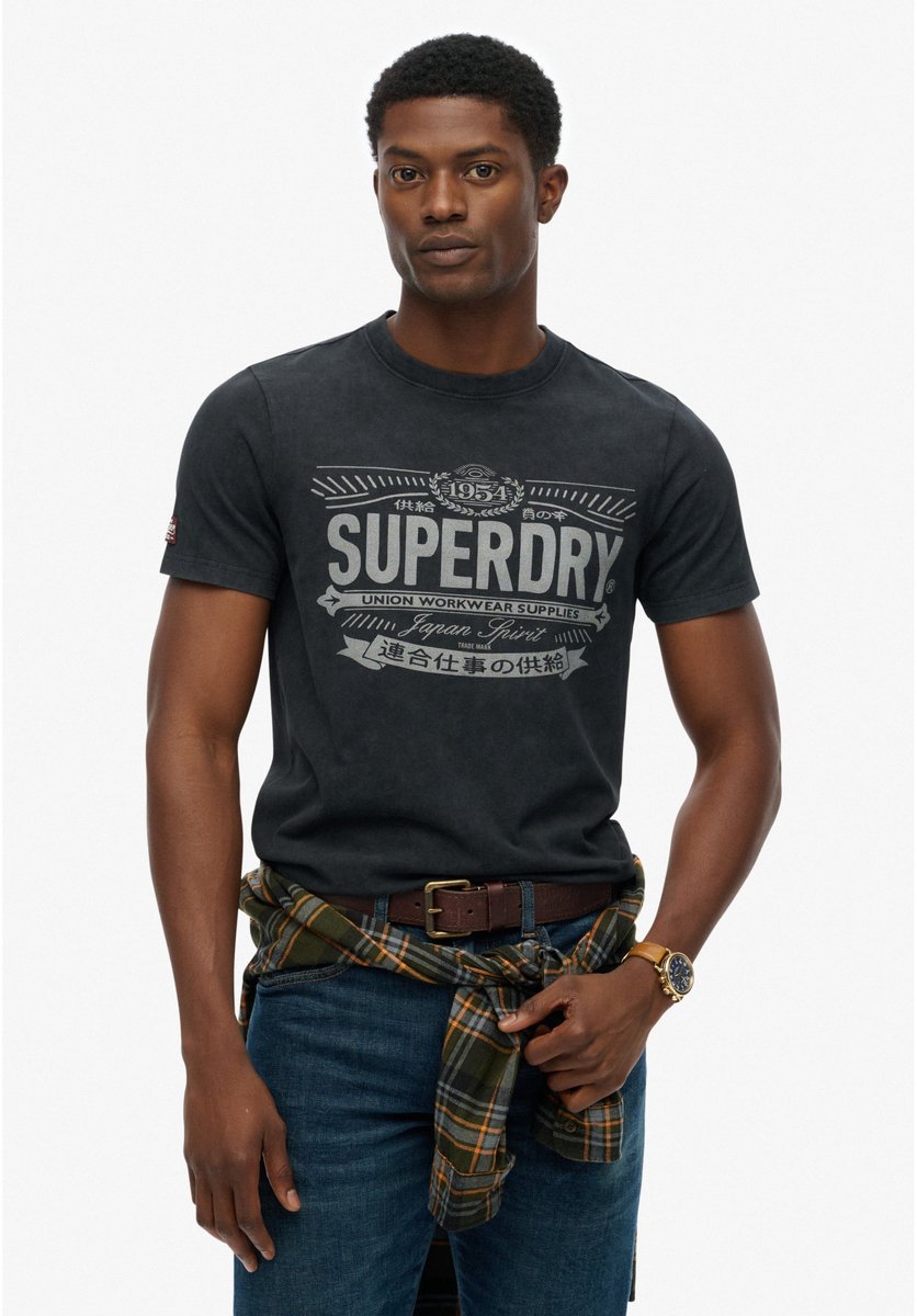 Superdry Heritage Brand T-shirt met relaxte pasvorm Heren T-shirts Zwart