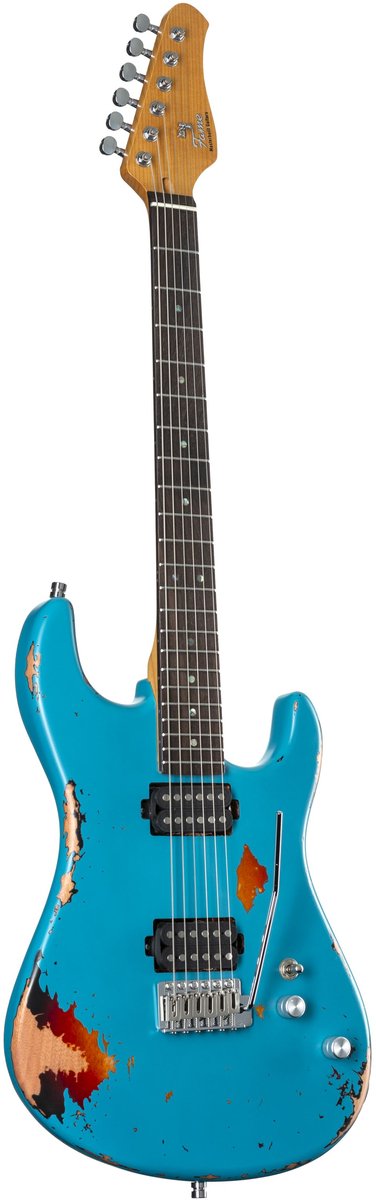Fame Custom ST RW Worn Aqua over Sunburst - ST-Style elektrische gitaar