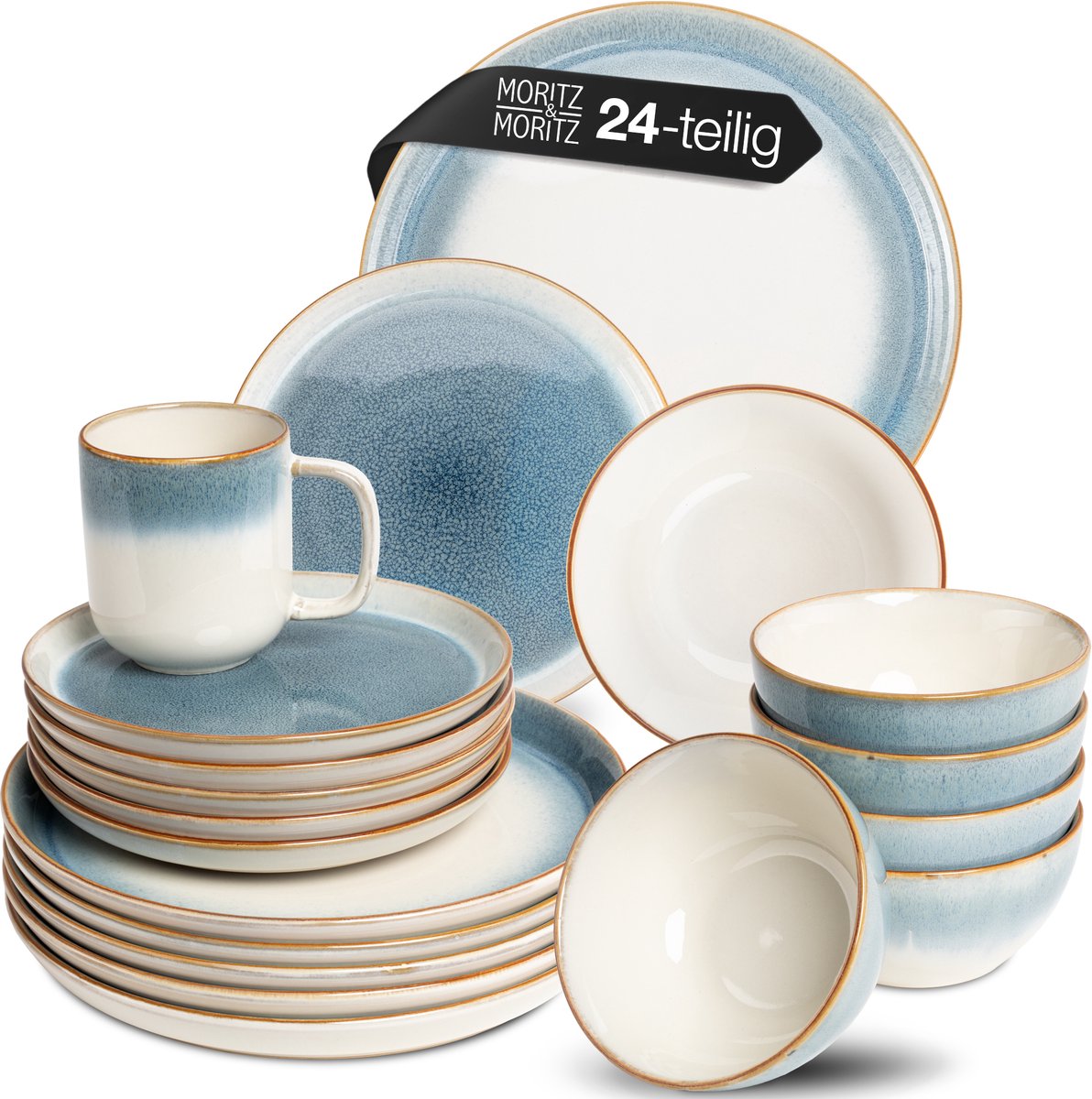 Moritz & Moritz TARENTO 24-delige serviesset voor 6 personen blauw