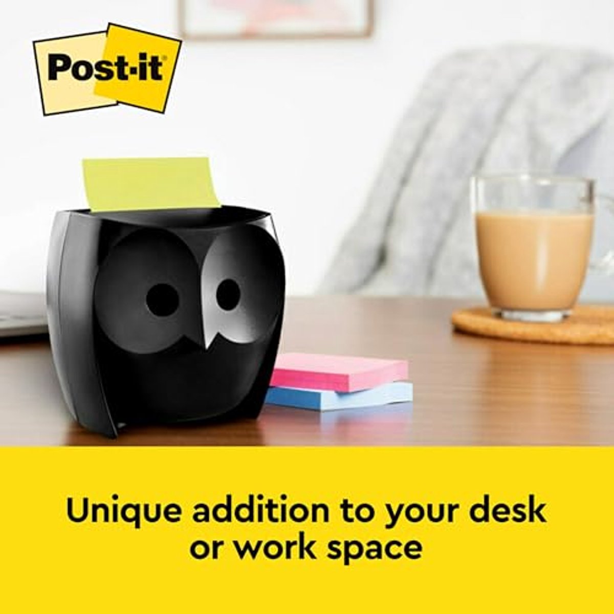 Uil Notities Dispenser met Super Sticky Pop-up Notes - 3" x 3"