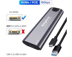 Gereedschapsvrije 10Gbps M.2 SSD-behuizing - USB 3.1 NVMe naar USB-adapter voor 2230/2242/2260/2280 M.2 NVMe met USB C naar A-kabel