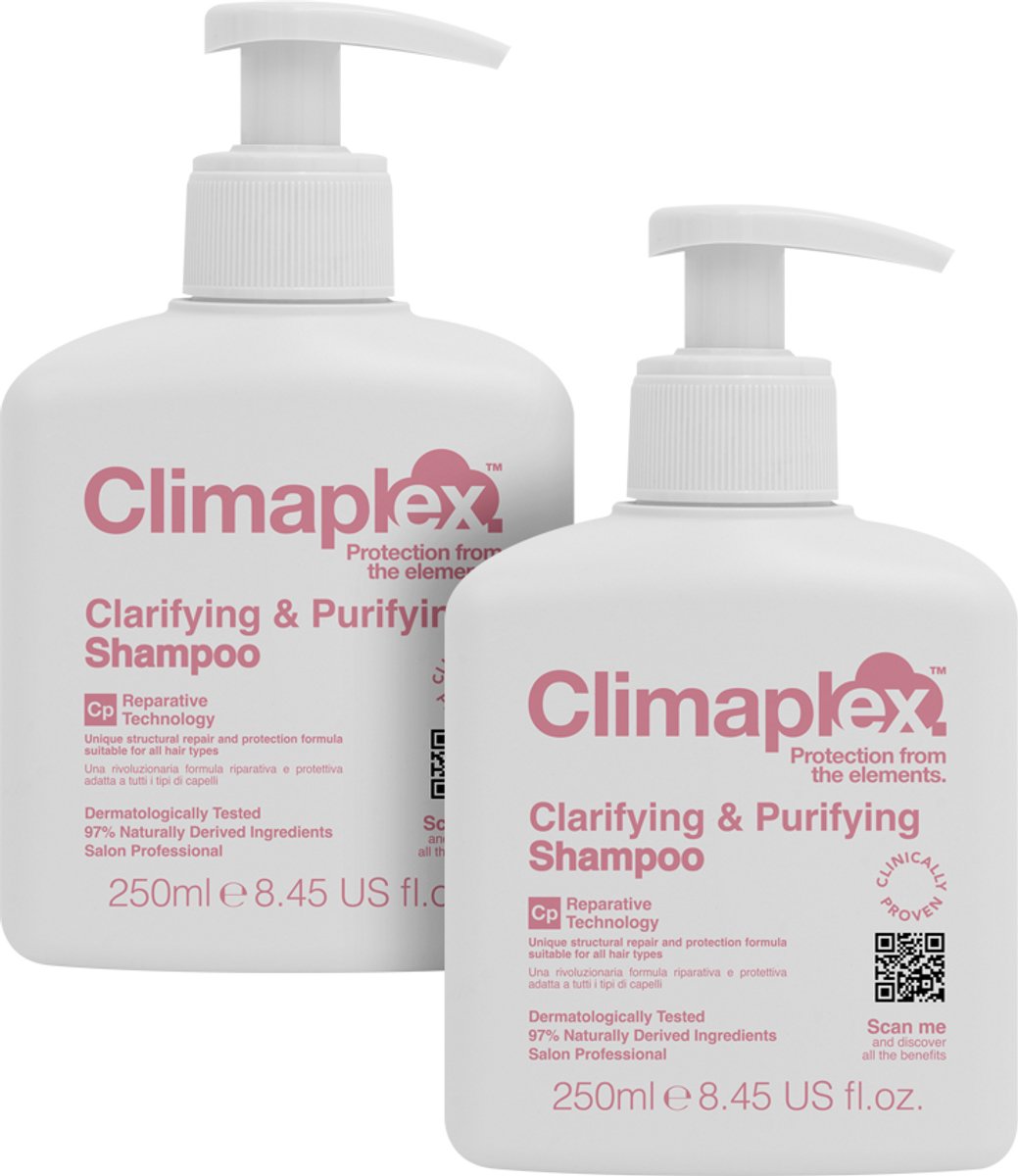 Climaplex Clarifying & Purifying Shampoo Voordeelverpakking - Tegen Overtollig Talg - Beschermt Tegen Weerselementen - Alle Haartypes - 250 ml - 2 Stuks
