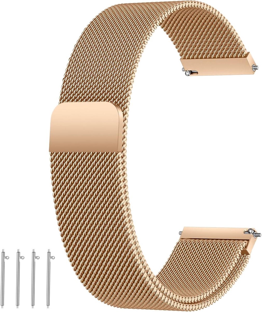 Roestvrij stalen mesh horlogeband metaal vervangende armband magneetsluiting - smartwatch snelsluiting - reserveband voor dames heren - 20 mm breed - roestvrij staal metaal
