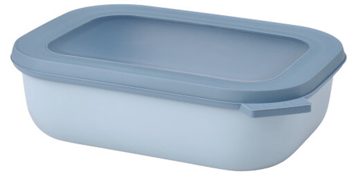 Mepal – Multikom Cirqula rechthoekig 1000 ml – Mag in de vriezer magnetron en vaatwasser – Nordic blue – Geschikt als meal prep bakje