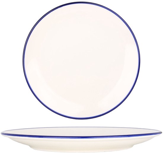Assiette plate Rinart - Edge Blue - Porcelaine - 25 cm - Lot de 6