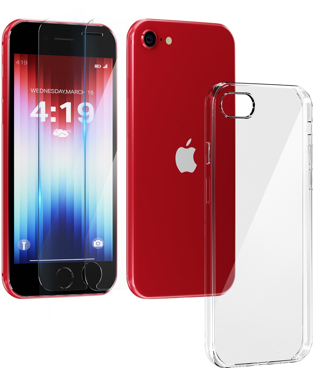 Hoesje geschikt voor iPhone 7/8/SE 2020/SE 2022 transparant hoes apple- 2x Screenprotector
