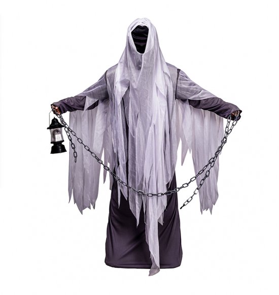 Halloween Kostuum Spook – Inclusief Gewaad en Capuchon – Griezel Outfit voor Halloween, Themafeest & Carnaval – One Size