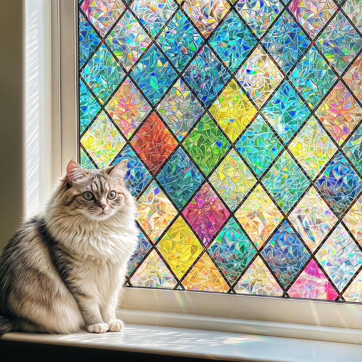 Raamfolie Glas in Lood - Zelfklevend - Antieke Look - Lood Regenboog