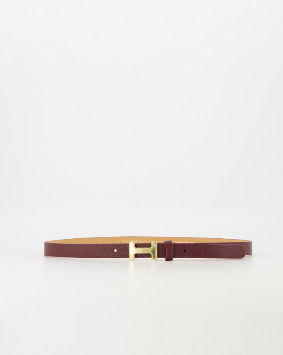 Hera Small - Classic Grain - Leren Damesriem met Goudkleurige Gesp - Bordeaux - D54 - Maat 105