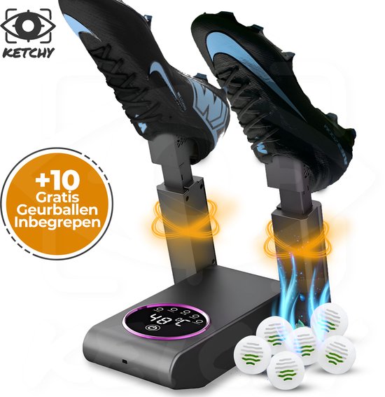 Ketchy Schoendroger & Schoenverfrisser – Tegen stinkende schoenen – Elektrisch – Droogt & Verwijdert Geur – Voor sneakers, sport- en werkschoenen – Incl. geurballen