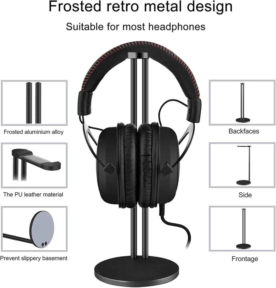 Hoofdtelefoonstandaard – Aluminium - Universeel – Stevige basis – Zwart