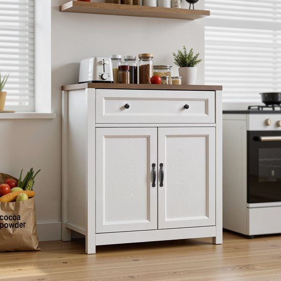 Meuble de cuisine indépendant Xbro - Avec 1 tiroir et 2 Portes - Meuble de rangement pour Cuisine ou salle à manger - 76 x 40 x 85 cm - Rétro