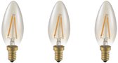Lampe LED SPL E14 2W Dimmable - CRI 93 - Or - Wit Extra Chaud - 2200K - Bougie à Filament LED C35 - Remplace 11W - 3 Pièces